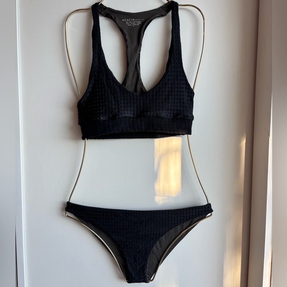 Acacia Swimwear Black Textured Bikini